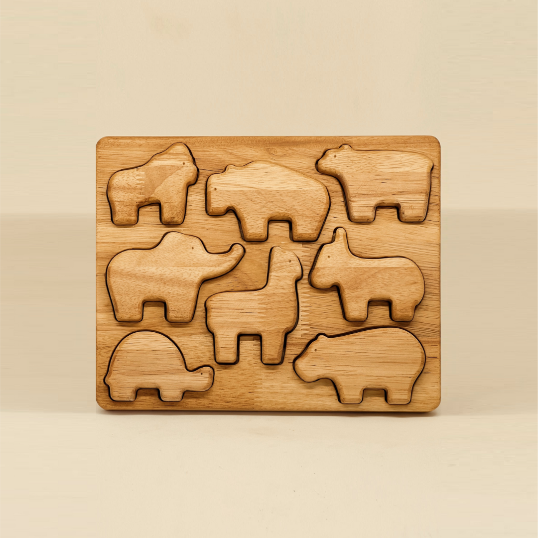 Animal Stack Mini+ - Wooden Animals Stacking Toys + Puzzle (Set of 8+1)