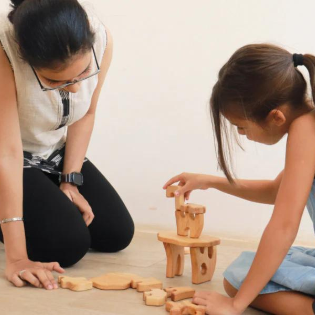 27 Piece Wooden Animals + Treehouse Stacking Toys Set Bundle
