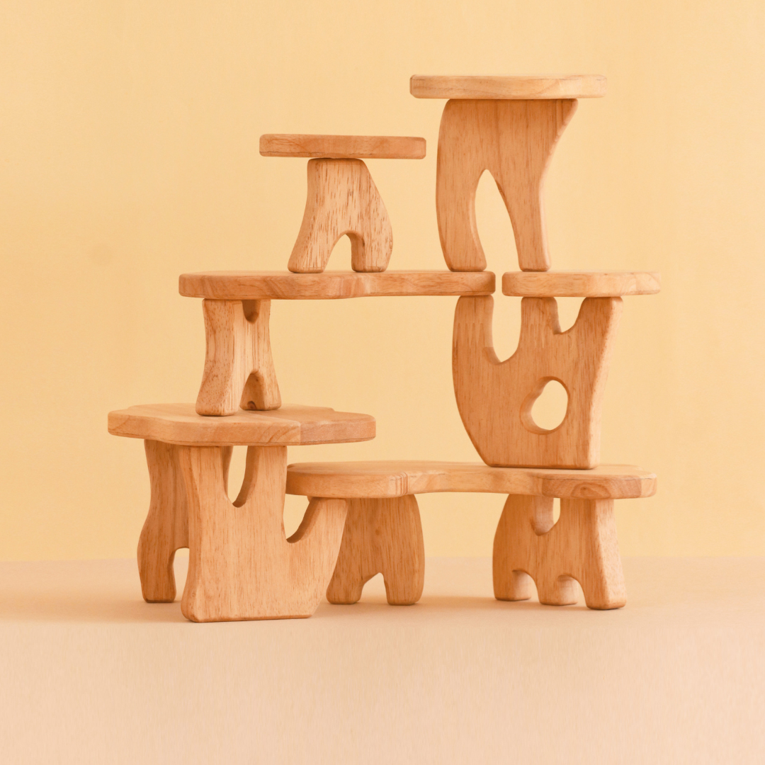 27 Piece Wooden Animals + Treehouse Stacking Toys Set Bundle