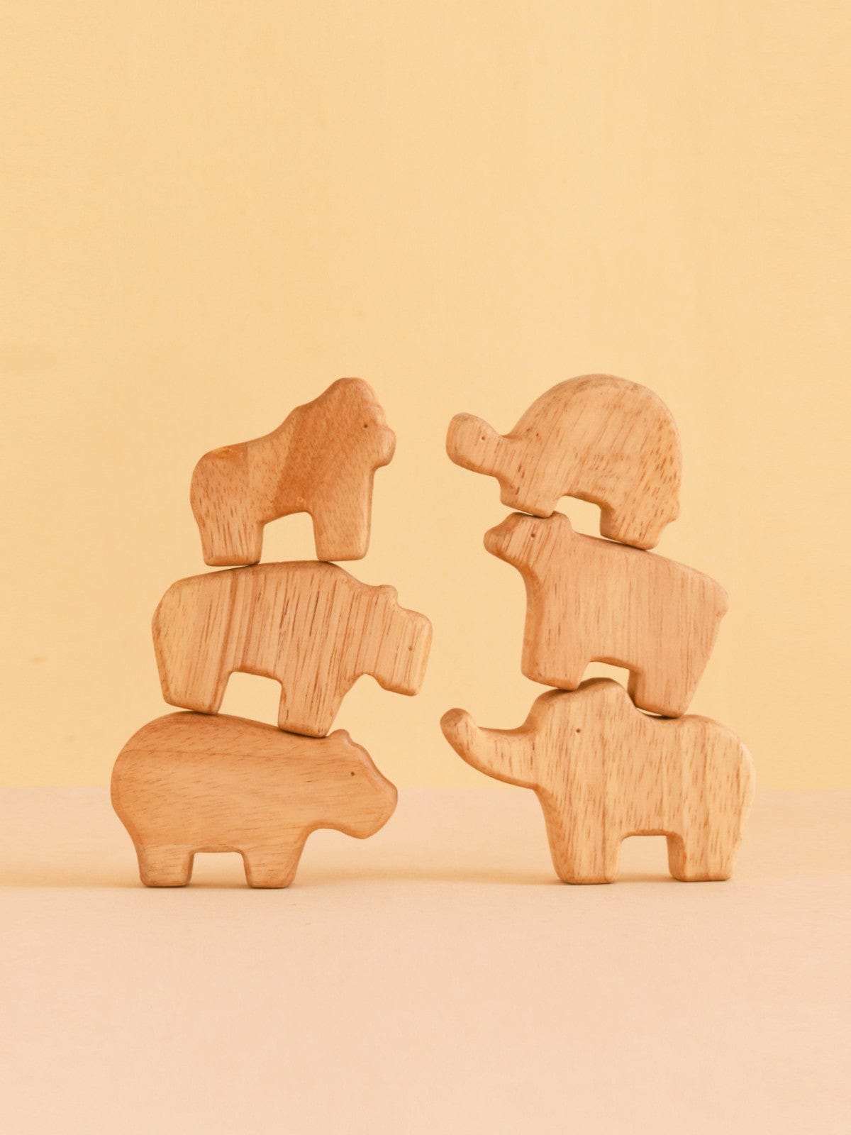 Wild Animal Stack Mini wooden animal figurines in eco-friendly cardboard box packaging