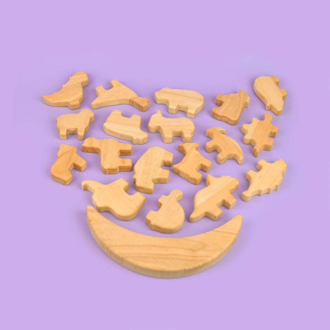Animal and Dino Stacker Balance Gift Set in eco-friendly gift packaging
