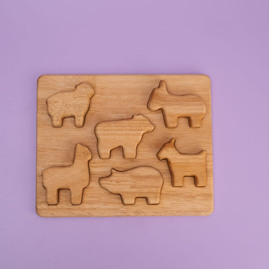 Farm Animal Stack Mini+ (Set of 6 Stackers + 1 Puzzle Board)