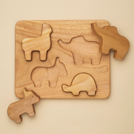 Esle+ : Wooden Animals Stacking Toy + Puzzle (Set of 4+1)