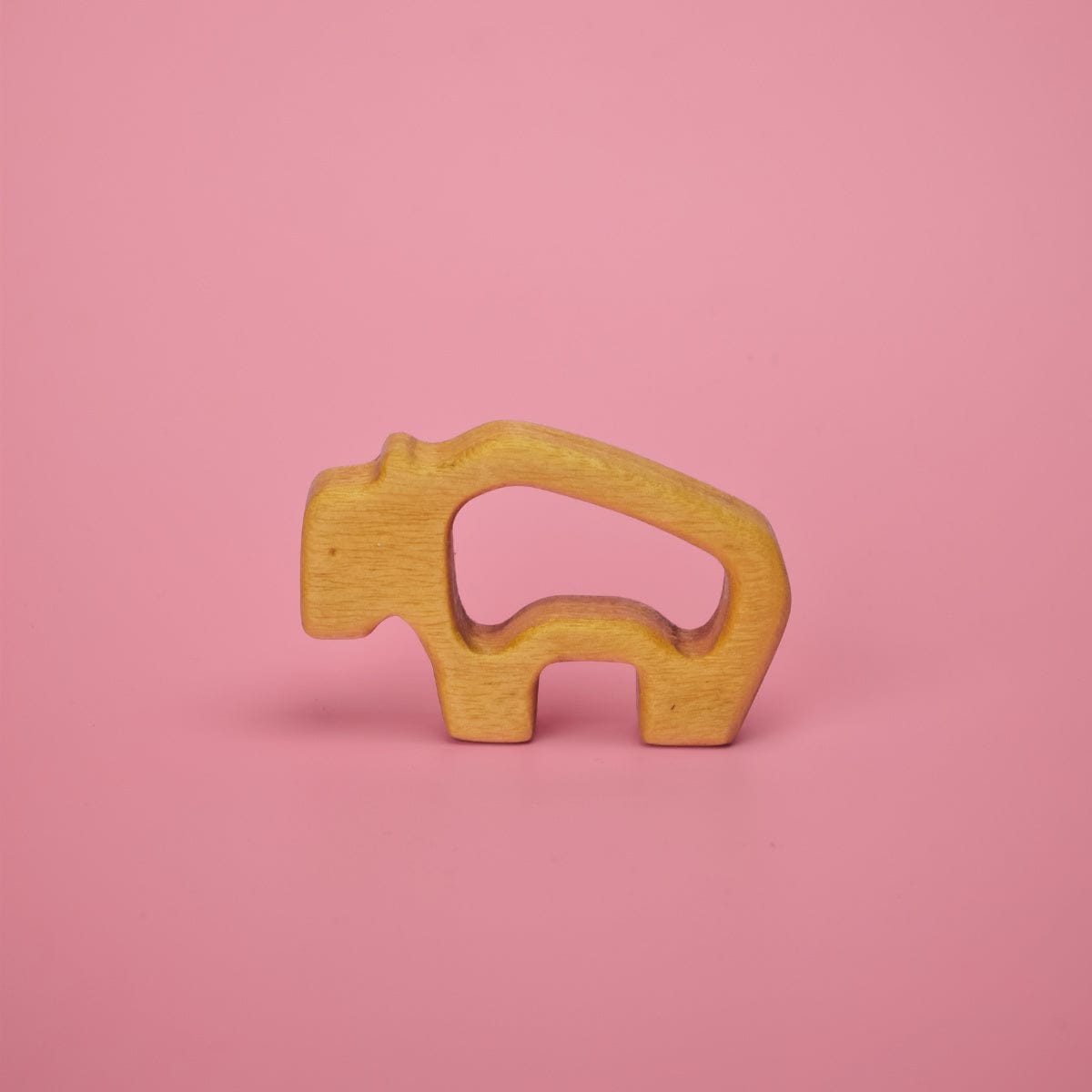 Collection of 6 wooden baby animal teethers showing hippo elephant bear tortoise bison and donkey shapes