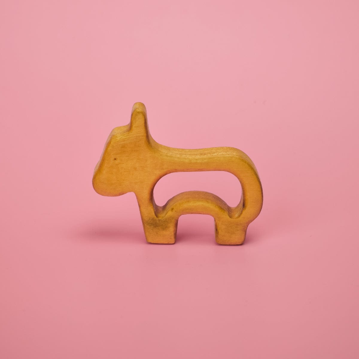 Wooden baby animal teether shaped like a tortoise with food-safe mineral oil finish