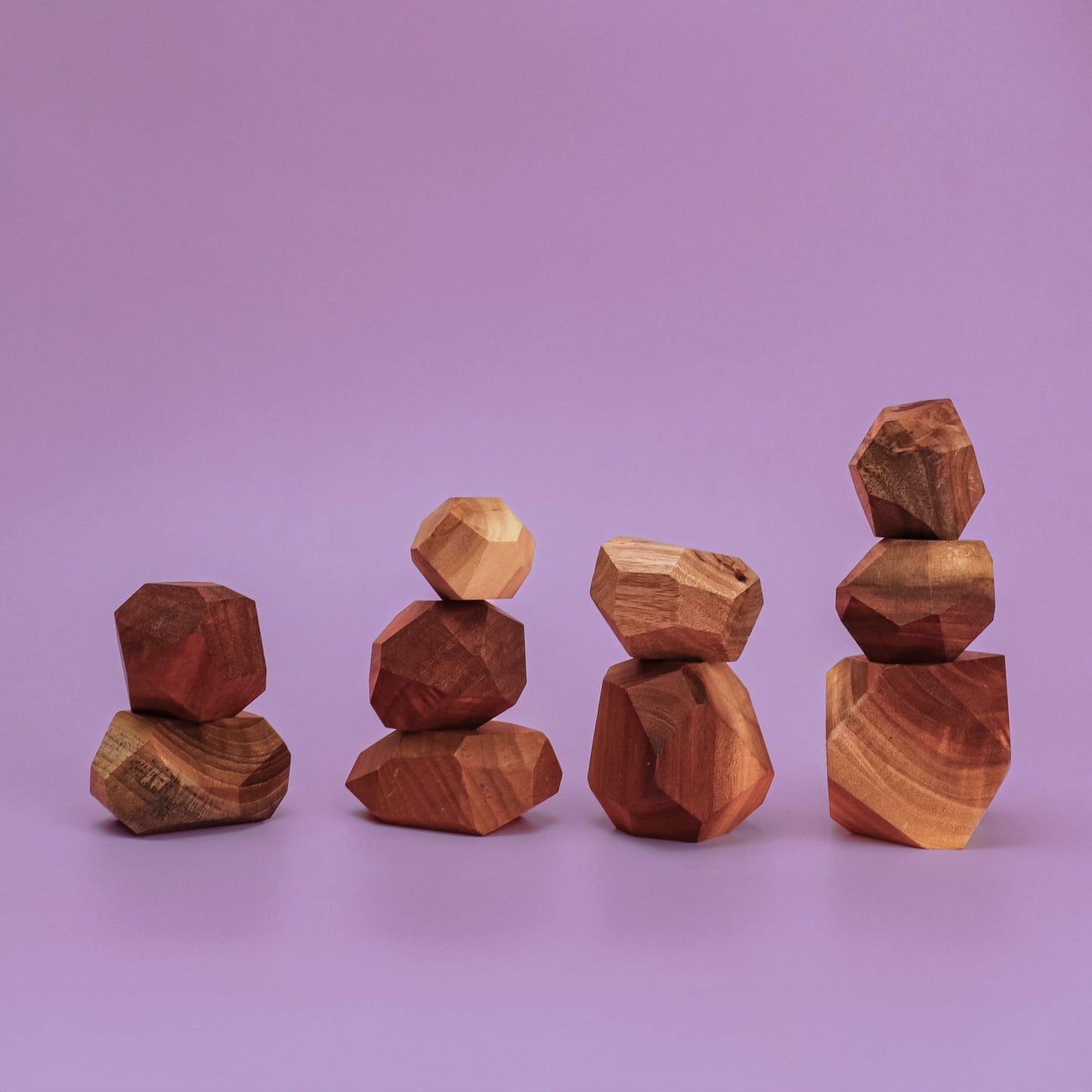 Smol Rocks wooden stacking stones in eco-friendly cardboard box packaging