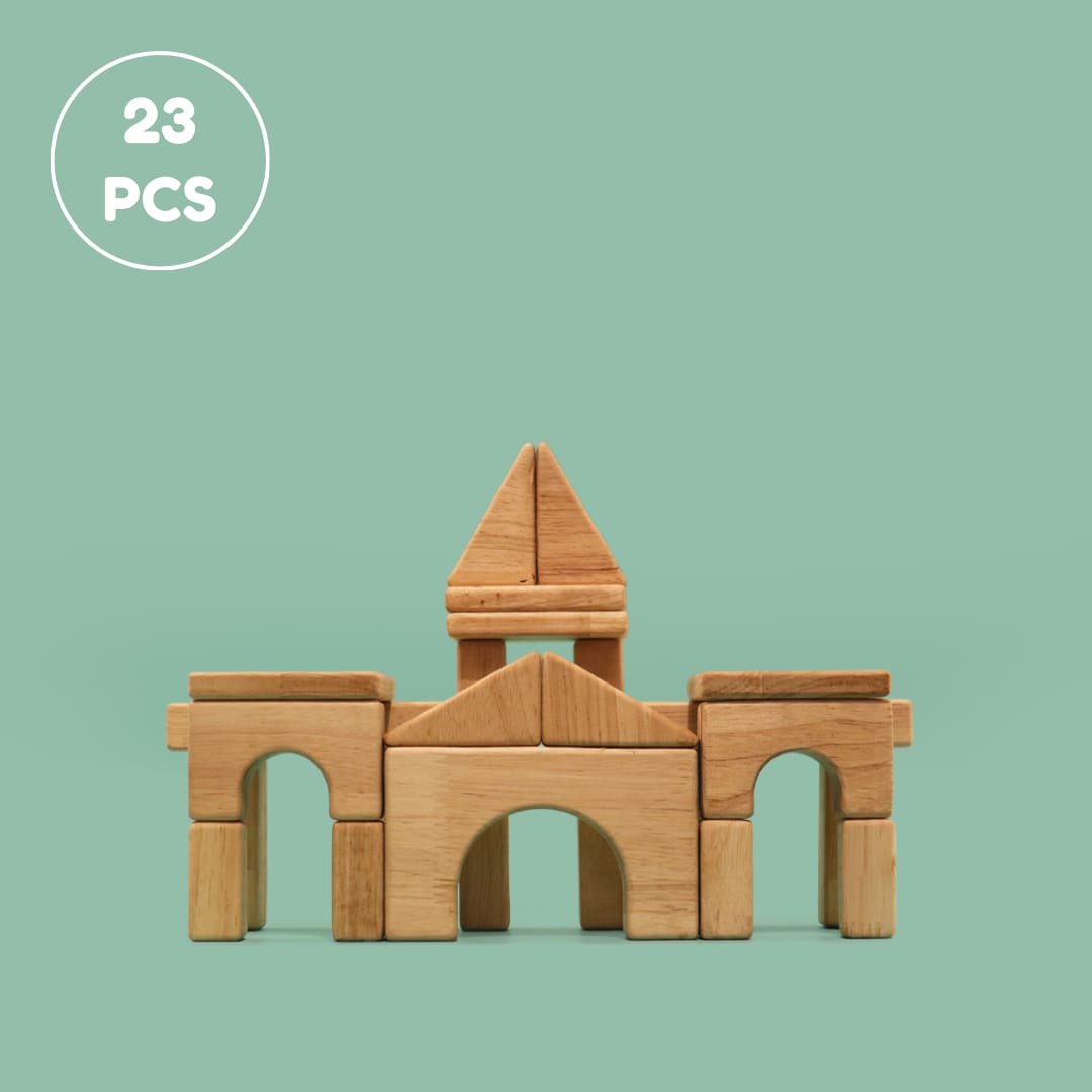 Tower Build Starter Set 23 pieces small castle gate structure built with wooden blocks